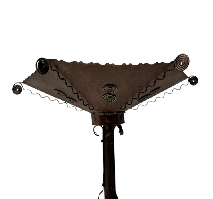 Art Deco Patinated Wrought Iron Floor Lamp, 1930s